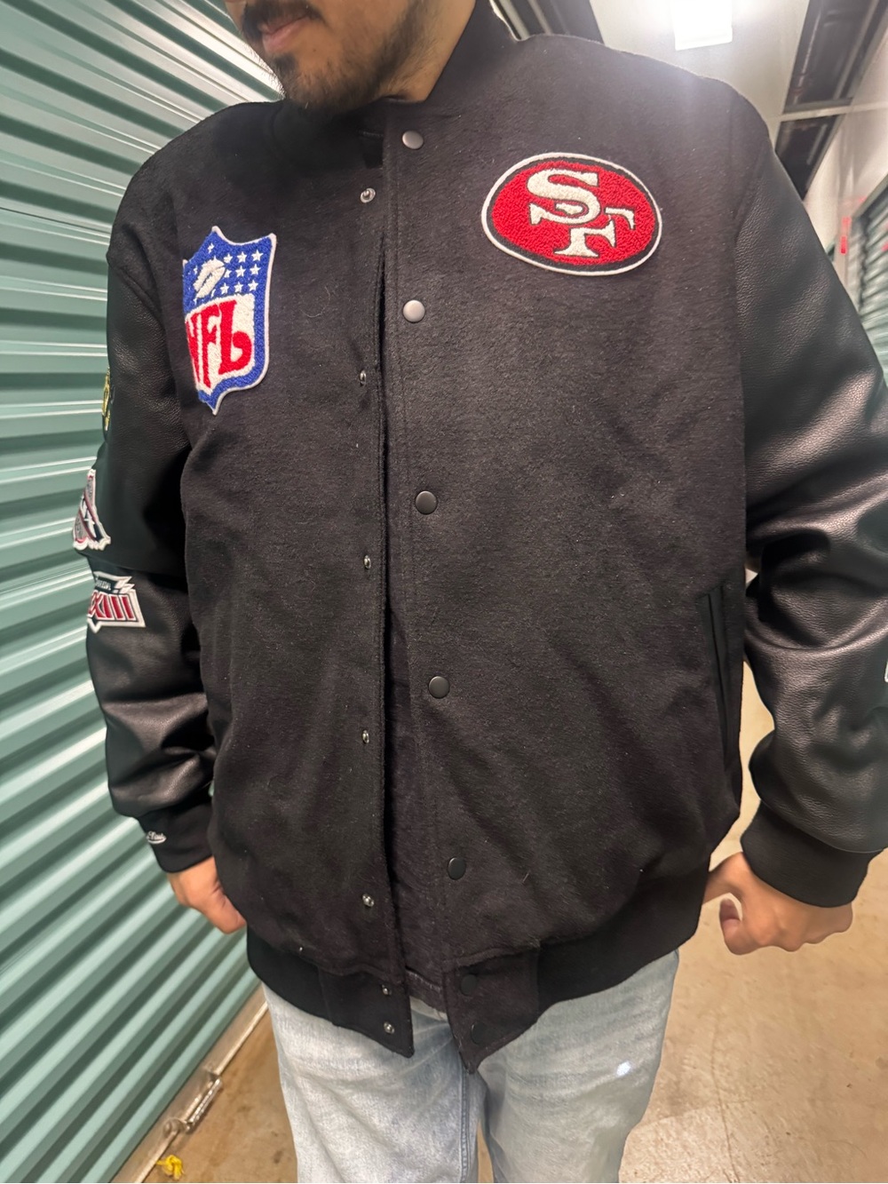 NFL Black & Red San Francisco 49ers Varsity Bomber Jacket - Picture 7 of 8